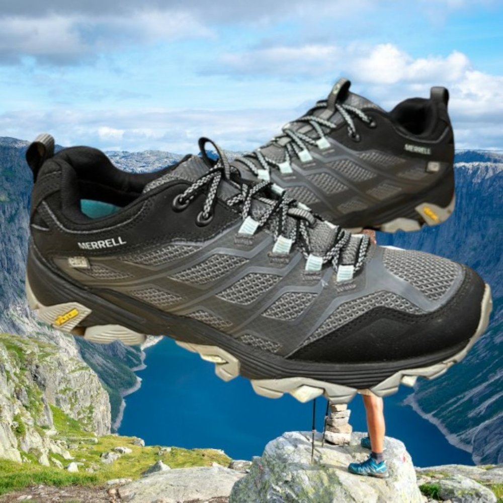 Merrell Moab FST Gray Black Outdoors Women's Hiking Shoes #J37168 Granite 10.5